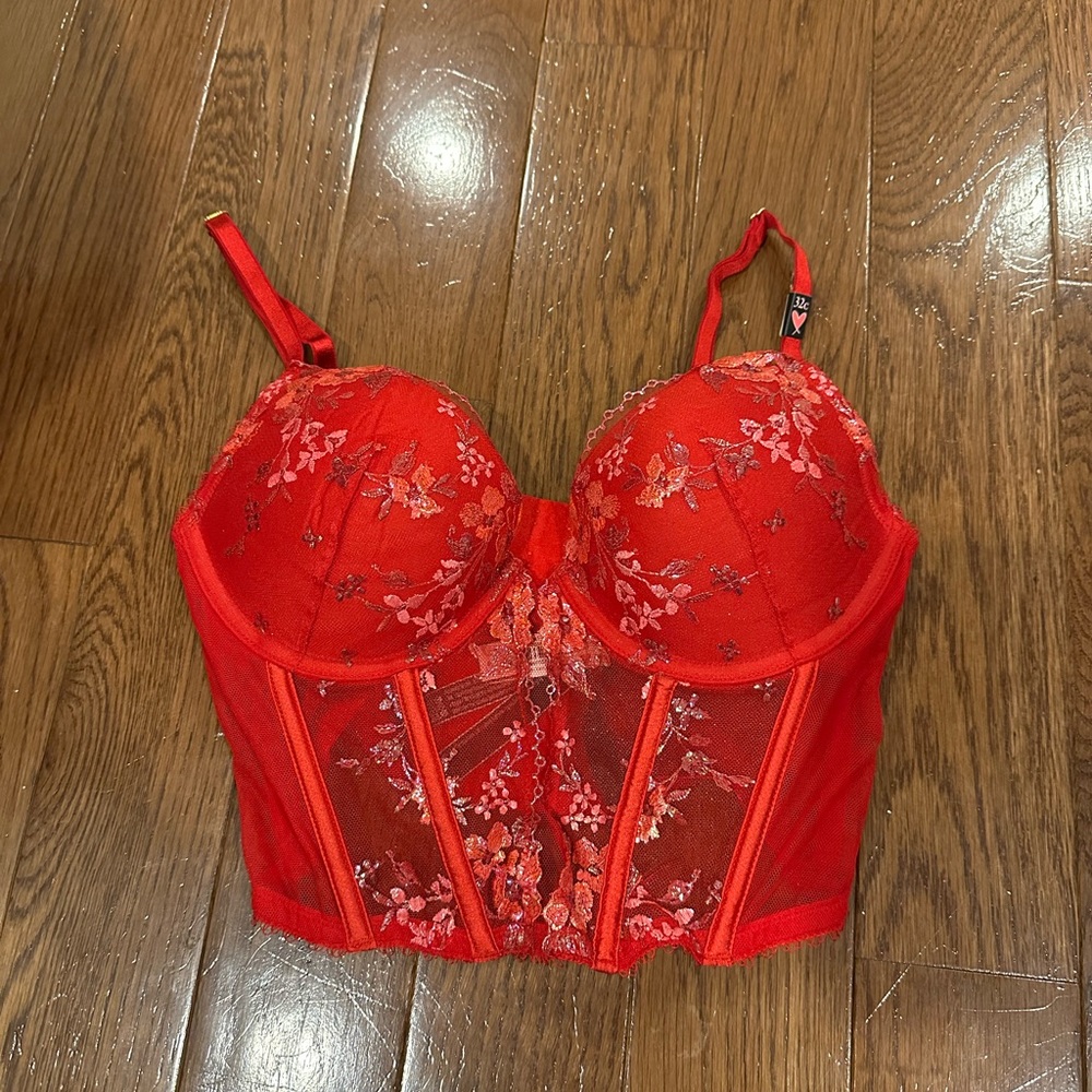 Victoria secret NWT Red Floral Bustier Corset Top